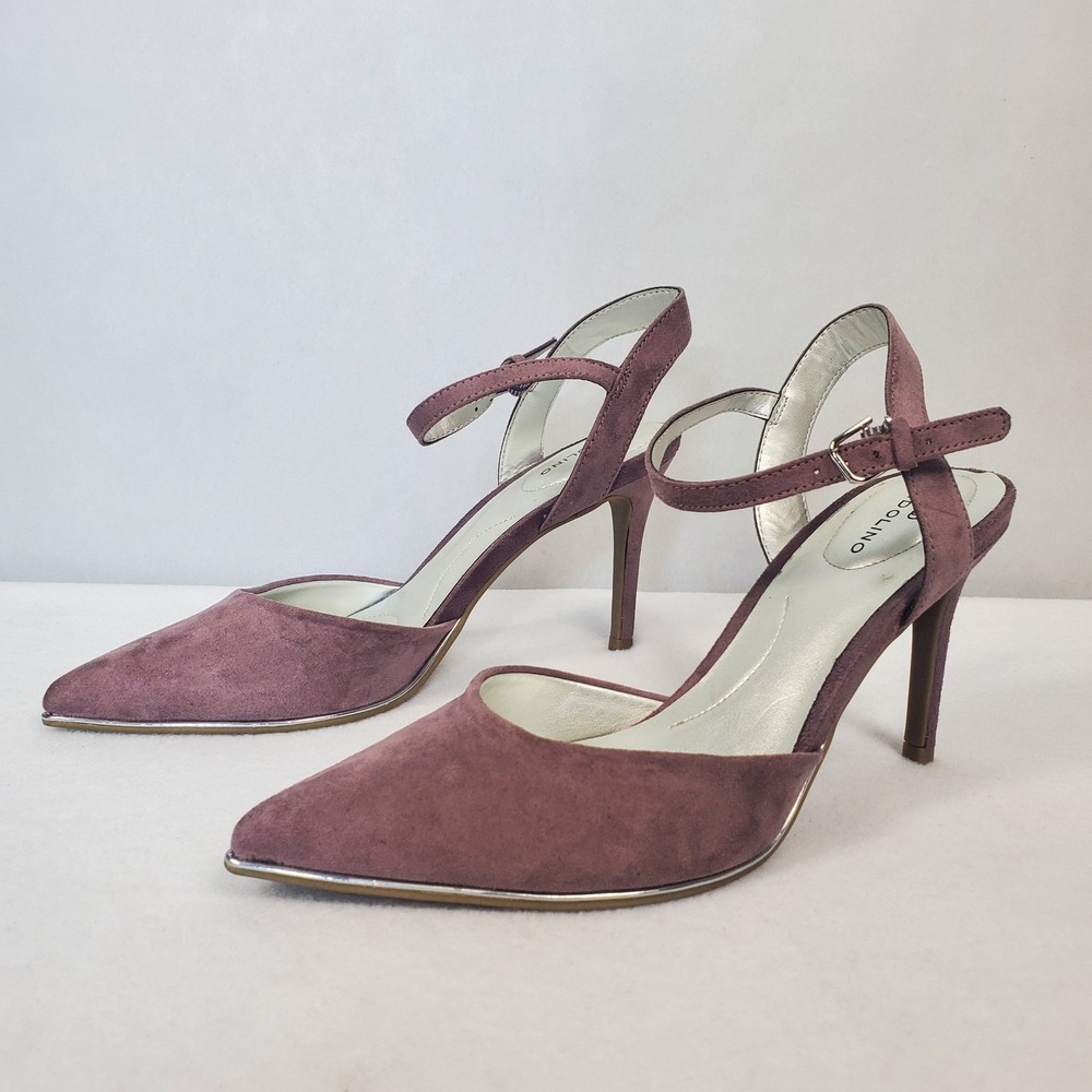 Bandolino Mauve, Dusty Rose Suede Pointed Toe Ankle Strap Heels